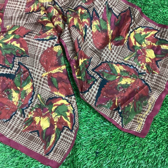 Oscar De La Renta Vintage 100% Silk Fall Autumn Scarf - Picture 3 of 10